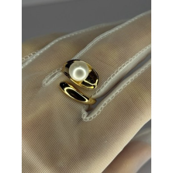 925 STERLING SILVER GOLD PLATED PEARL RING SIZE ADJUSTABLE