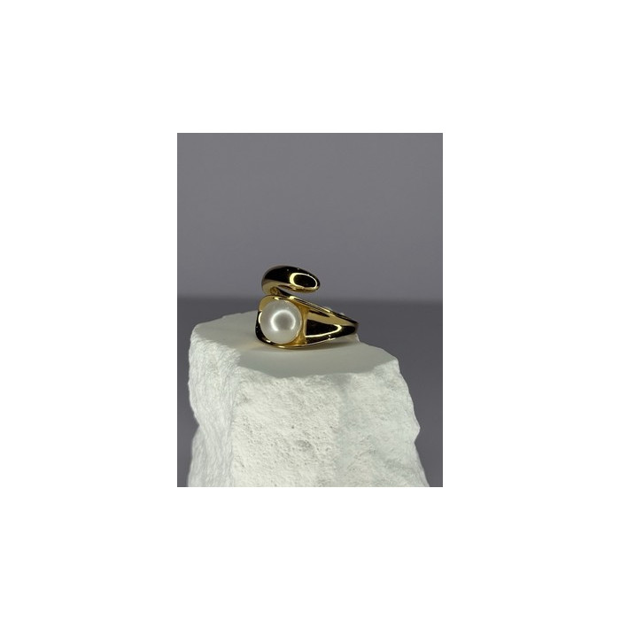 925 STERLING SILVER GOLD PLATED PEARL RING SIZE ADJUSTABLE