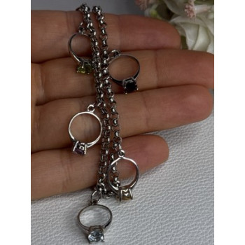 925 Sterling Silver Bracelet Multicolor Gemstones Length 8, 9 Inch