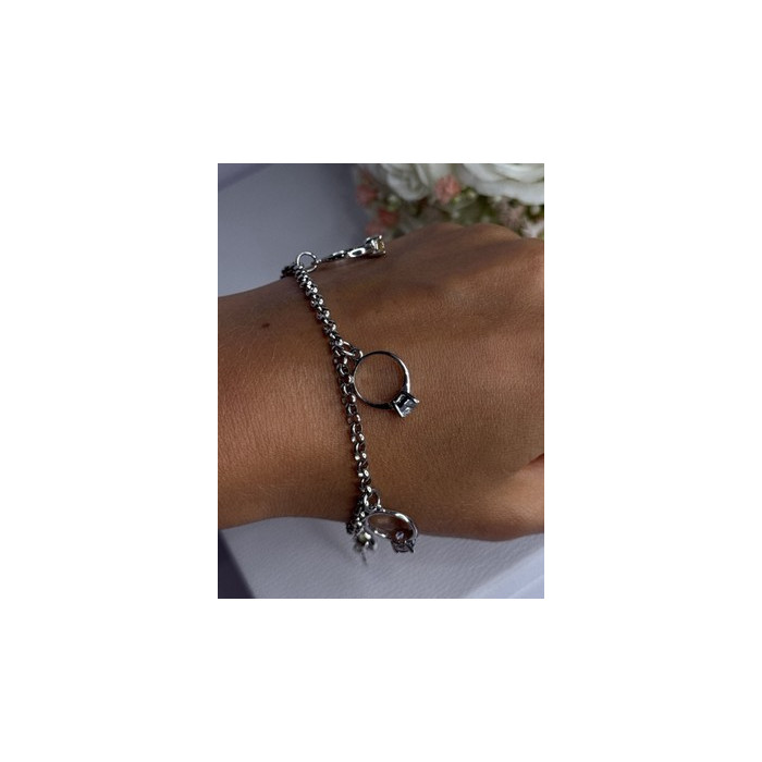 925 Sterling Silver Bracelet Multicolor Gemstones Length 8, 9 Inch