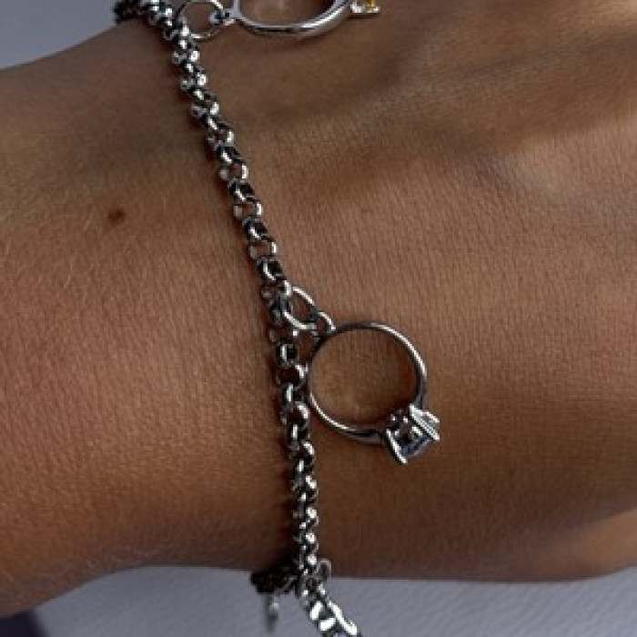 925 Sterling Silver Bracelet Multicolor Gemstones Length 8, 9 Inch