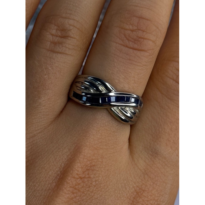 925 Sterling Silver Sapphire Ring Size 8