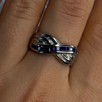 925 Sterling Silver Sapphire Ring Size 8