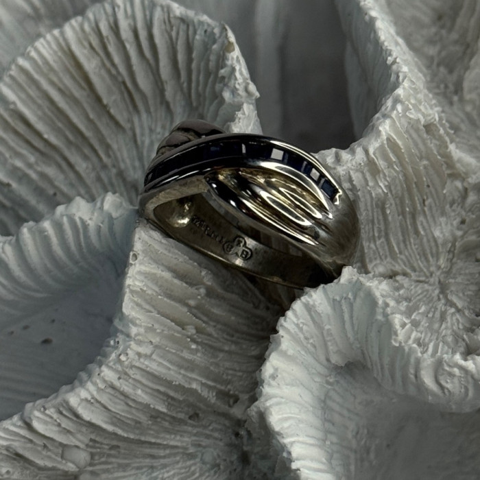 925 Sterling Silver Sapphire Ring Size 8