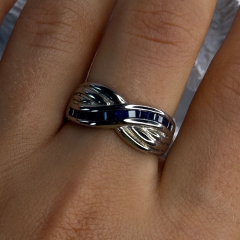 925 Sterling Silver Sapphire Ring Size 8