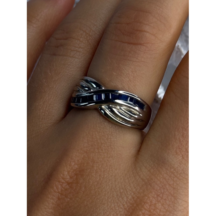 925 Sterling Silver Sapphire Ring Size 8