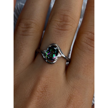 925 Sterling Silver Alexandrite & Beryl Ring Size 10.5