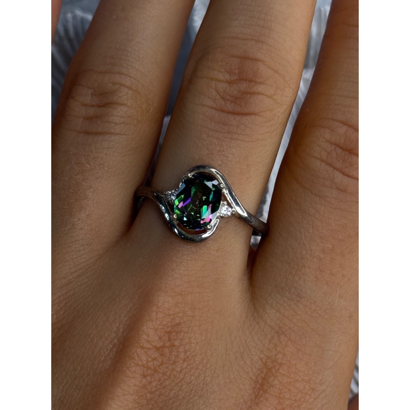 925 Sterling Silver Alexandrite & Beryl Ring Size 10.5