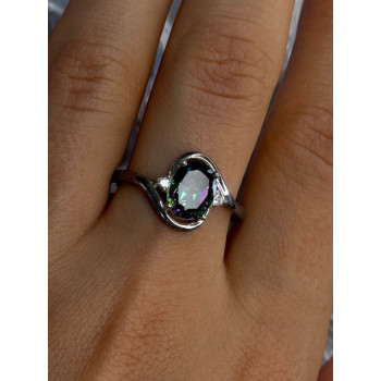 925 Sterling Silver Alexandrite & Beryl Ring Size 10.5