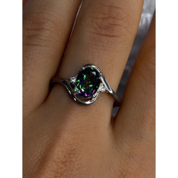 925 Sterling Silver Alexandrite & Beryl Ring Size 10.5