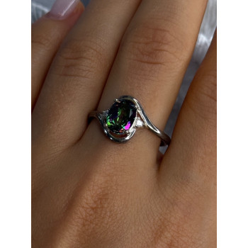 925 Sterling Silver Alexandrite & Beryl Ring Size 10.5