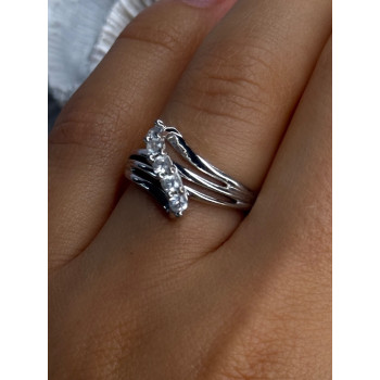 925 Sterling Silver Sun White Topaz Ring Size 6.5