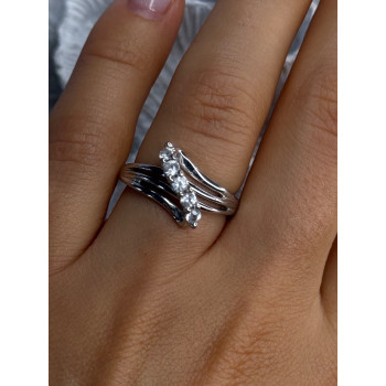 925 Sterling Silver Sun White Topaz Ring Size 6.5