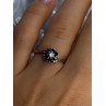 925 Sterling Silver Blue & White Sapphire Flower Ring Sizable
