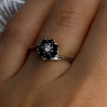 925 Sterling Silver Blue & White Sapphire Flower Ring Sizable