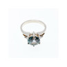 925 Sterling Silver Aquamarine & CZ Ring Size 7