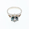925 Sterling Silver Aquamarine & CZ Ring Size 7