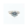 925 Sterling Silver Aquamarine & CZ Ring Size 7