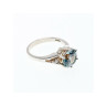 925 Sterling Silver Aquamarine & CZ Ring Size 7