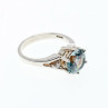 925 Sterling Silver Aquamarine & CZ Ring Size 7