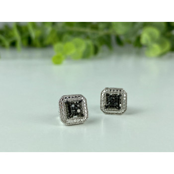 925 Sterling Silver Black Spinel Stud Earrings