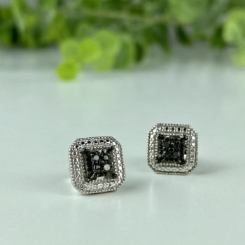 925 Sterling Silver Black Spinel Stud Earrings