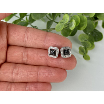 925 Sterling Silver Black Spinel Stud Earrings