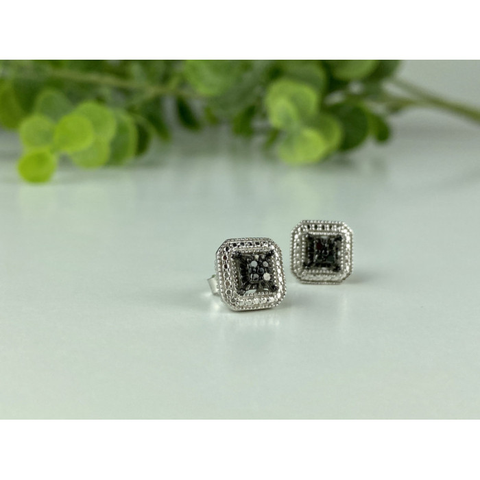 925 Sterling Silver Black Spinel Stud Earrings