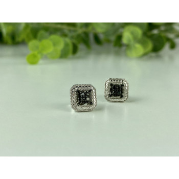 925 Sterling Silver Black Spinel Stud Earrings