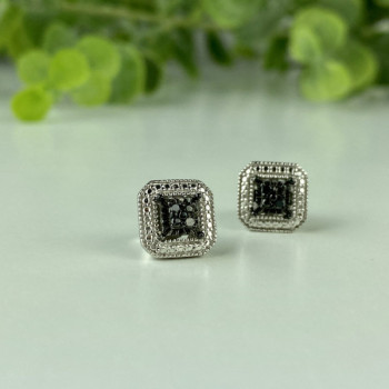 925 Sterling Silver Black Spinel Stud Earrings