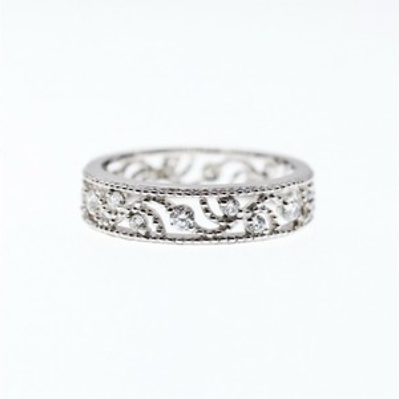 925 Sterling Silver CZ Band Ring Size 5.5; 6.5