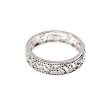 925 Sterling Silver CZ Band Ring Size 5.5; 6.5