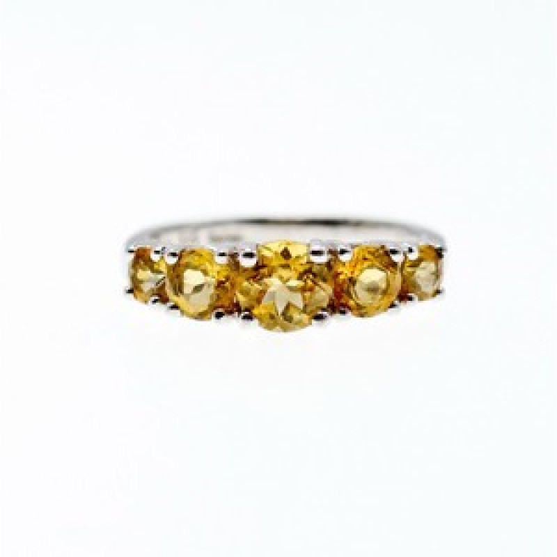 925 Sterling Silver Citrine Ring Size 7