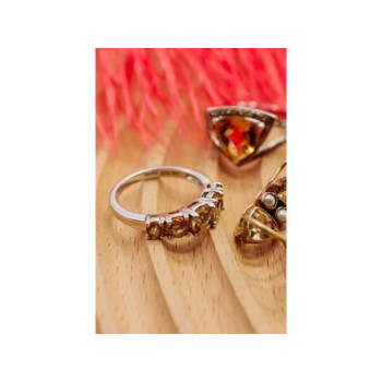 925 Sterling Silver Citrine Ring Size 7