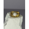 925 STERLING SILVER GOLD PLATED PEARL RING SIZE ADJUSTABLE