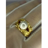 925 STERLING SILVER GOLD PLATED PEARL RING SIZE ADJUSTABLE