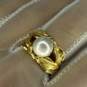 925 Sterling Silver Gold Plated Pearl Ring Size Adjustable