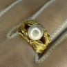 925 Sterling Silver Gold Plated Pearl Ring Size Adjustable