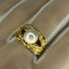 925 Sterling Silver Gold Plated Pearl Ring Size Adjustable
