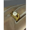 925 STERLING SILVER GOLD PLATED PEARL RING SIZE ADJUSTABLE