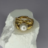925 Sterling Silver Gold Plated Pearl Ring Size Adjustable
