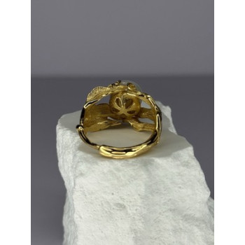 925 STERLING SILVER GOLD PLATED PEARL RING SIZE ADJUSTABLE