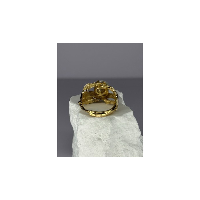 925 STERLING SILVER GOLD PLATED PEARL RING SIZE ADJUSTABLE