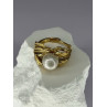925 STERLING SILVER GOLD PLATED PEARL RING SIZE ADJUSTABLE