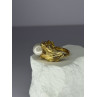 925 STERLING SILVER GOLD PLATED PEARL RING SIZE ADJUSTABLE