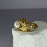 925 Sterling Silver Gold Plated Pearl Ring Size Adjustable