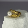 925 Sterling Silver Gold Plated Pearl Ring Size Adjustable