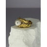 925 STERLING SILVER GOLD PLATED PEARL RING SIZE ADJUSTABLE