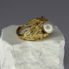 925 Sterling Silver Gold Plated Pearl Ring Size Adjustable