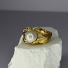 925 Sterling Silver Gold Plated Pearl Ring Size Adjustable